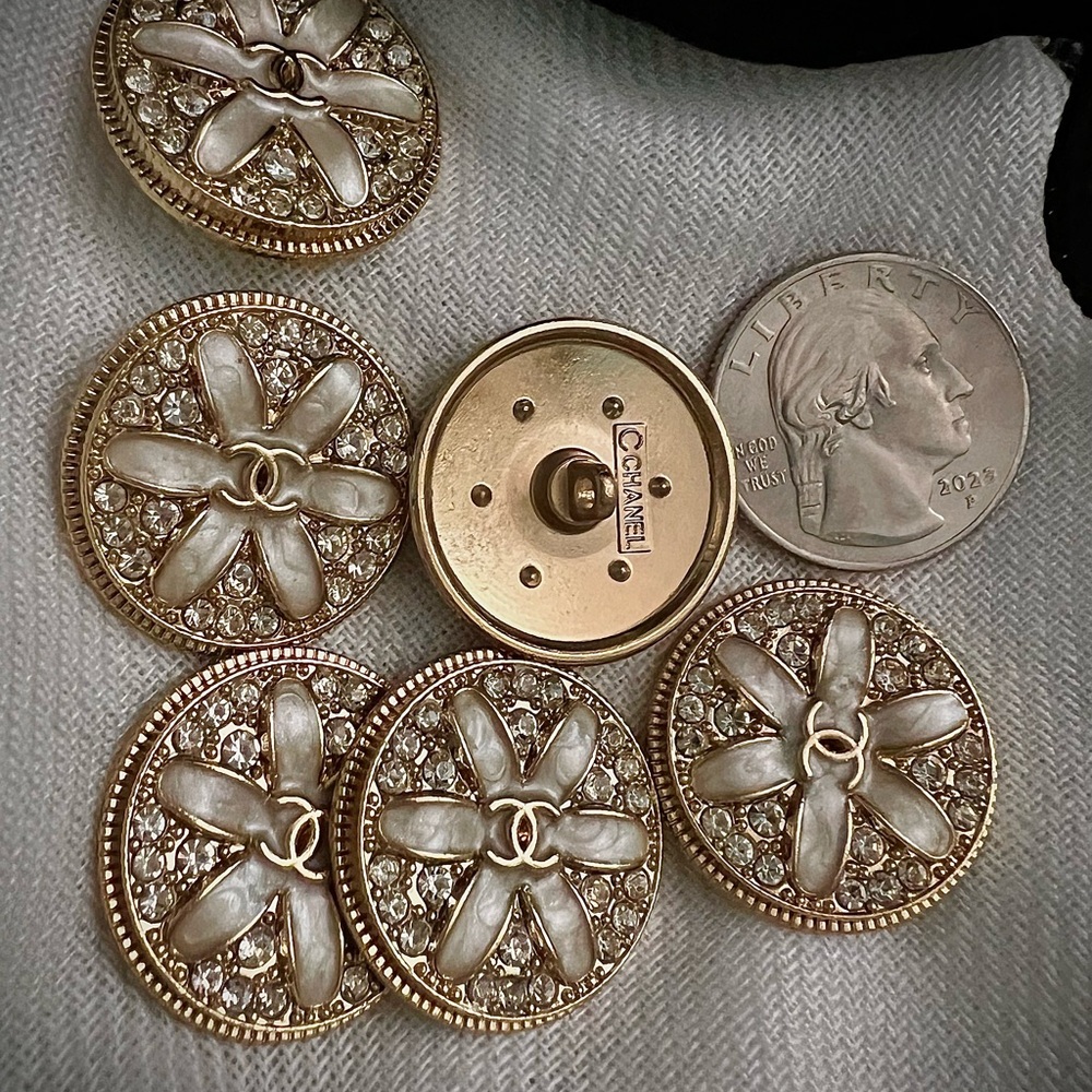 CC Style(Setof6) 25mm/metal/🍾Gold/TaupePearlescentEnamel/Stamped🤩